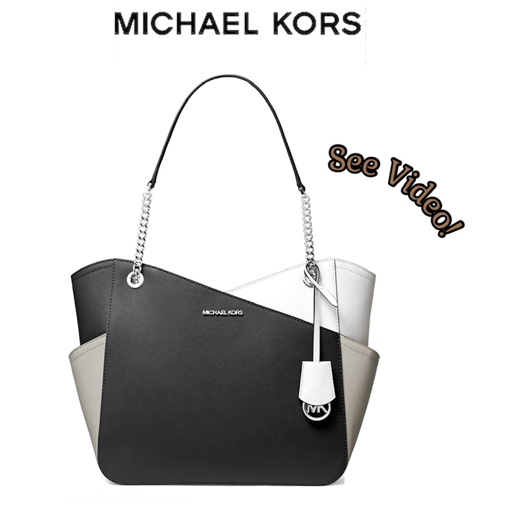 🕶️NWT Michael Kors Jet Set Large Color-Block Saffiano Leather Tote Bag MSRP $558